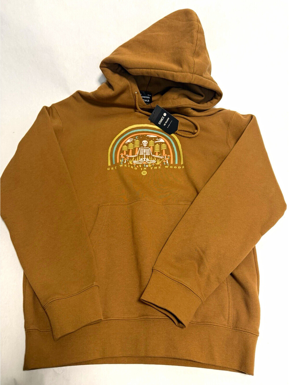 Stance Get Weird In The Woods Hoodie XS Brown Skeleton Mushroom Graphic NWT